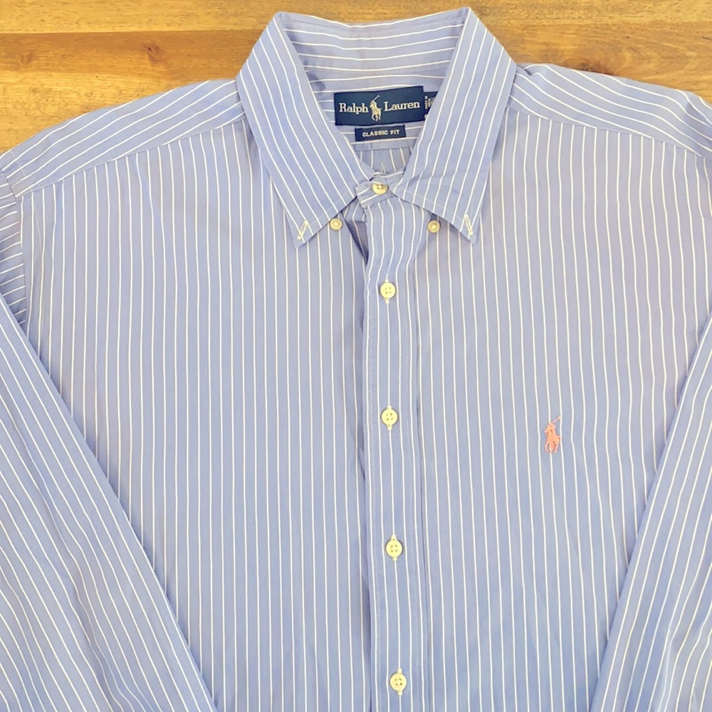 Ralph Lauren Classic Fit Blue Striped Button Down